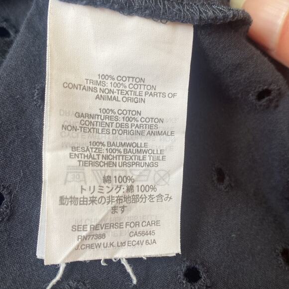 J. Crew navy eyelet button down shirt blouse sz 8 - Picture 6 of 6